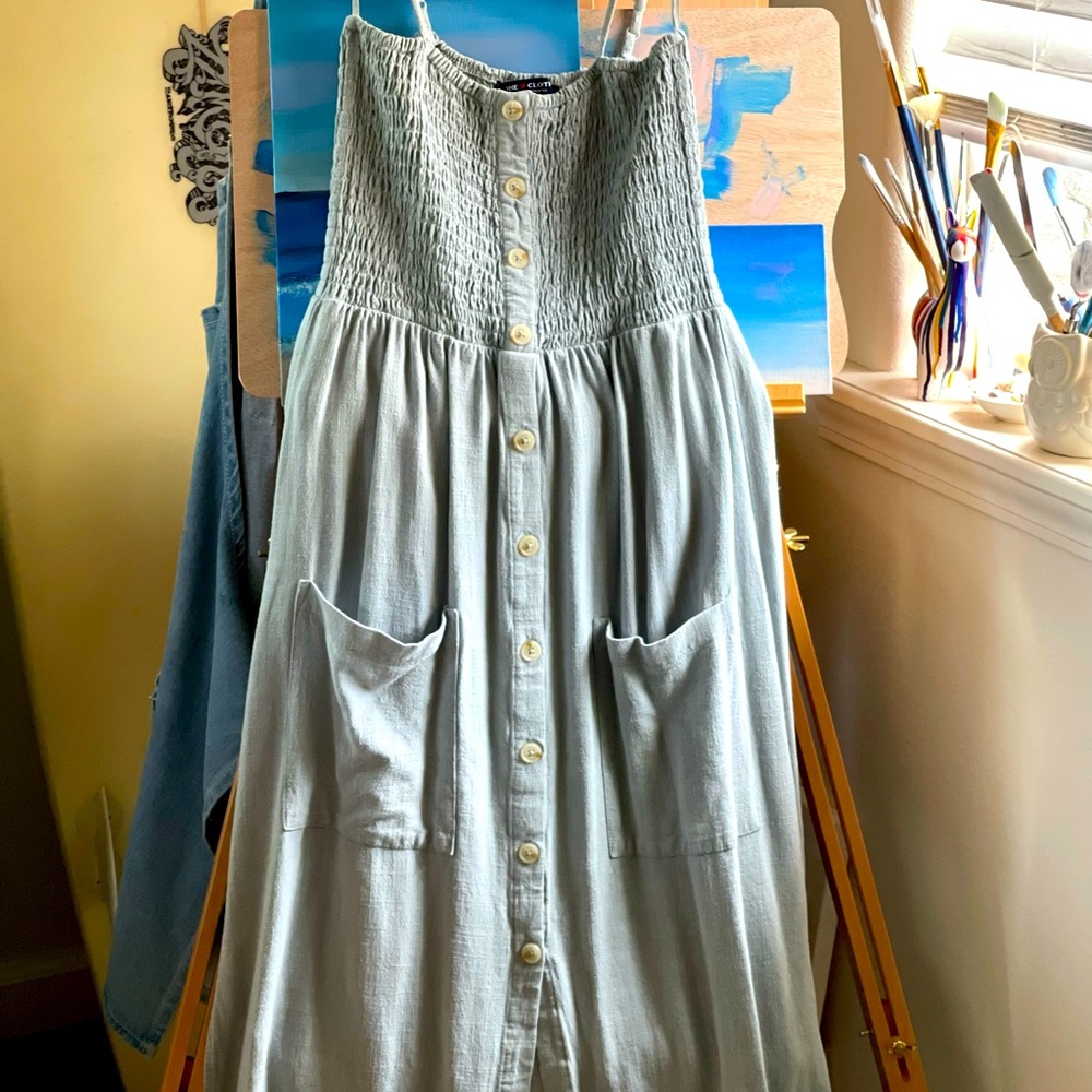 Retro high waisted button dress